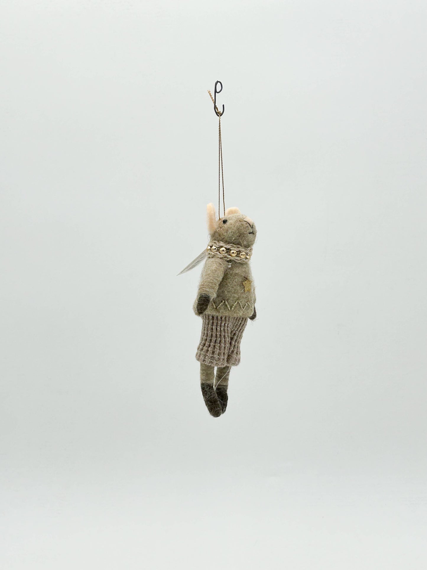 Felt Figurine Christmas Decoration - Mr Mousse Grey