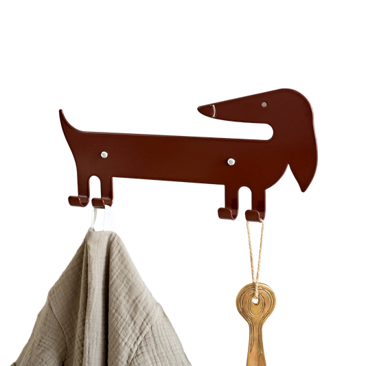 Kids Wall Hook Dachshund Brown