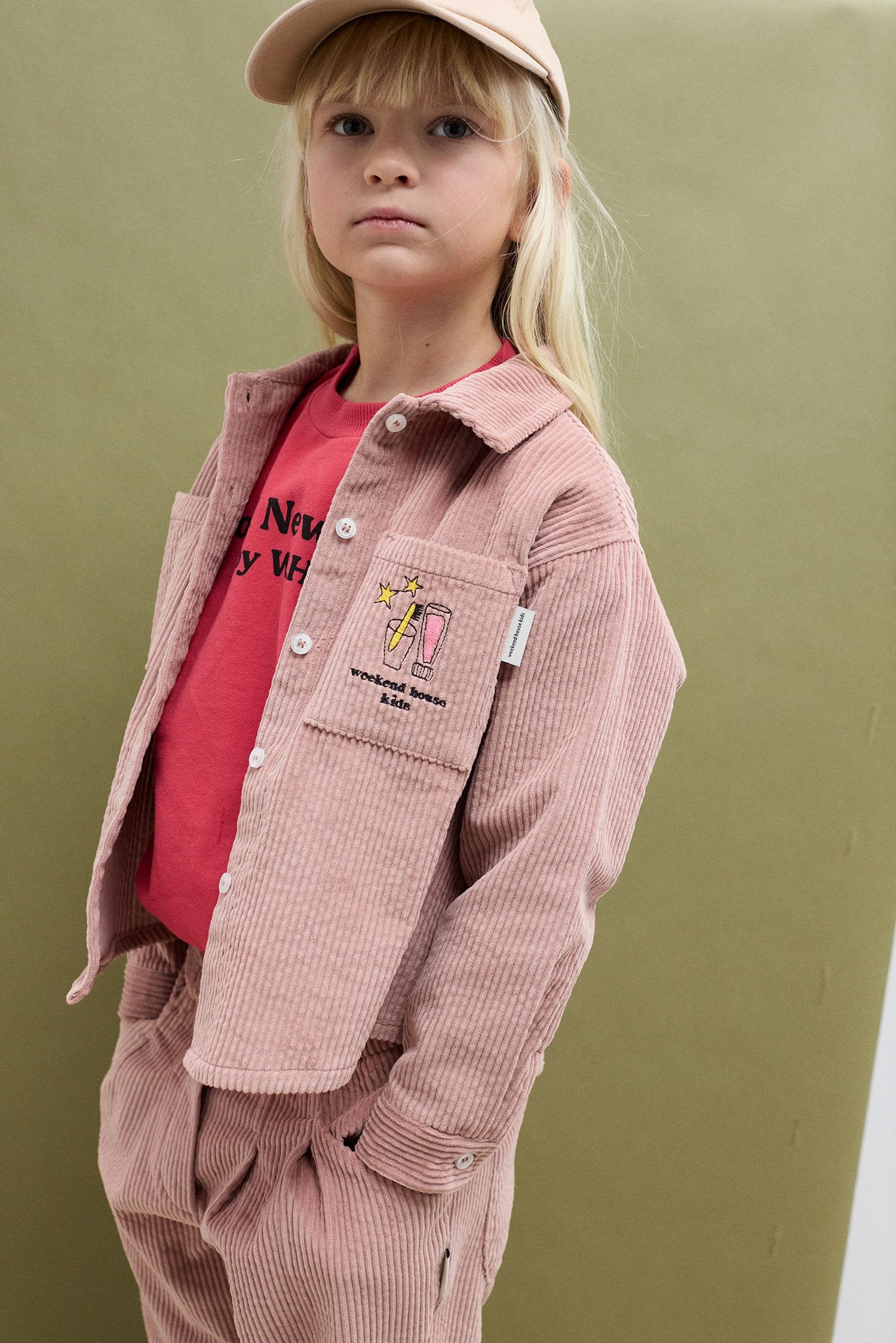 Magic toothbrush corduroy shirt (pink)
