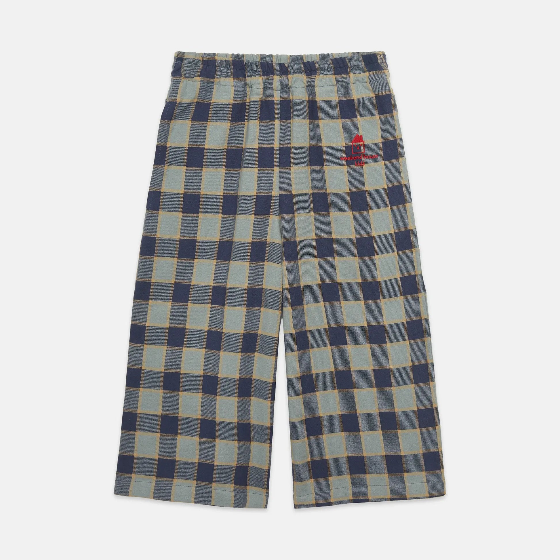 Checkered blue flare pants