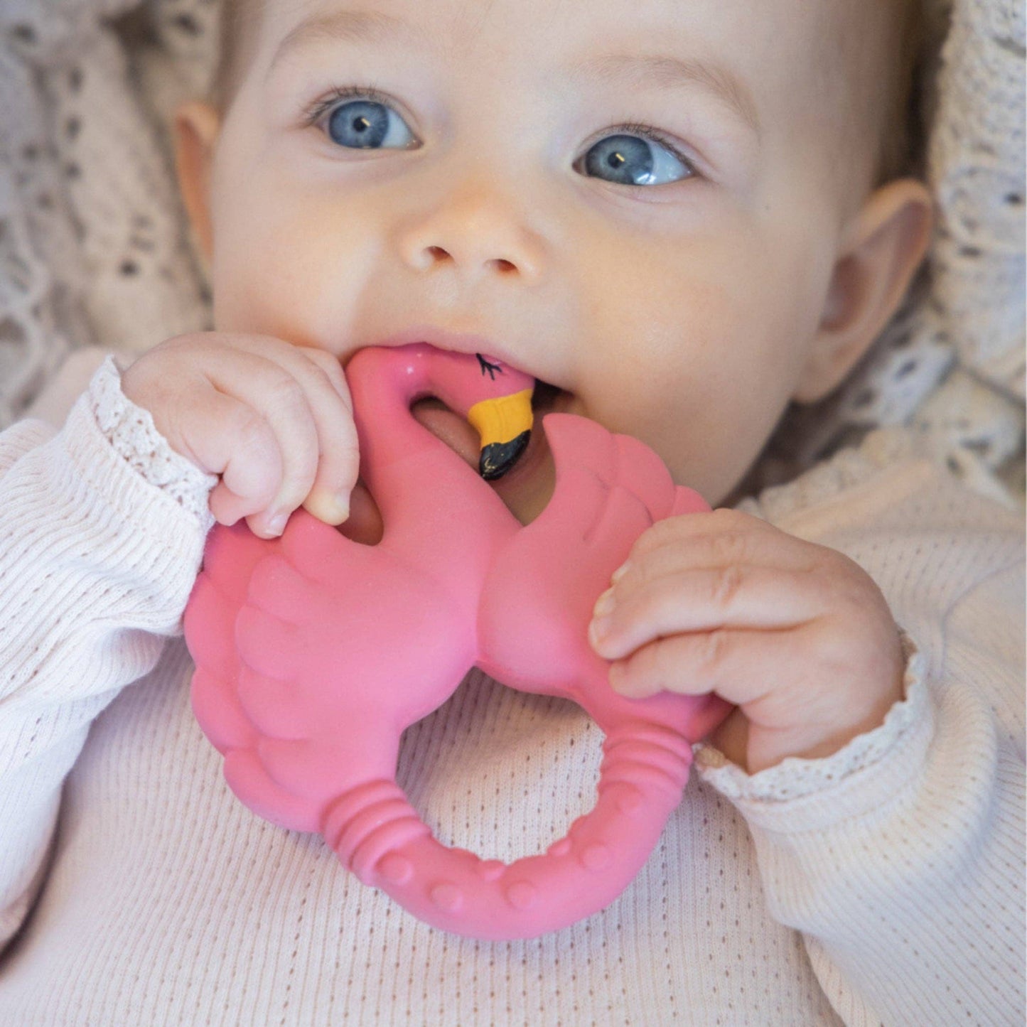 Natural rubber Teether Flamingo - Pink