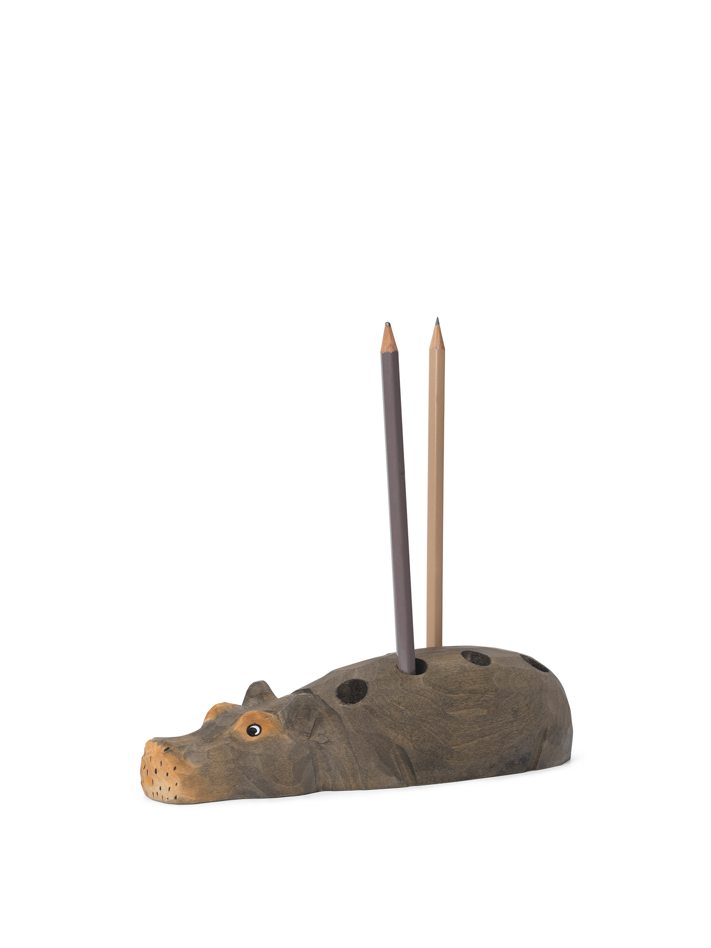Hippo Hand-Carved Pencil Holder