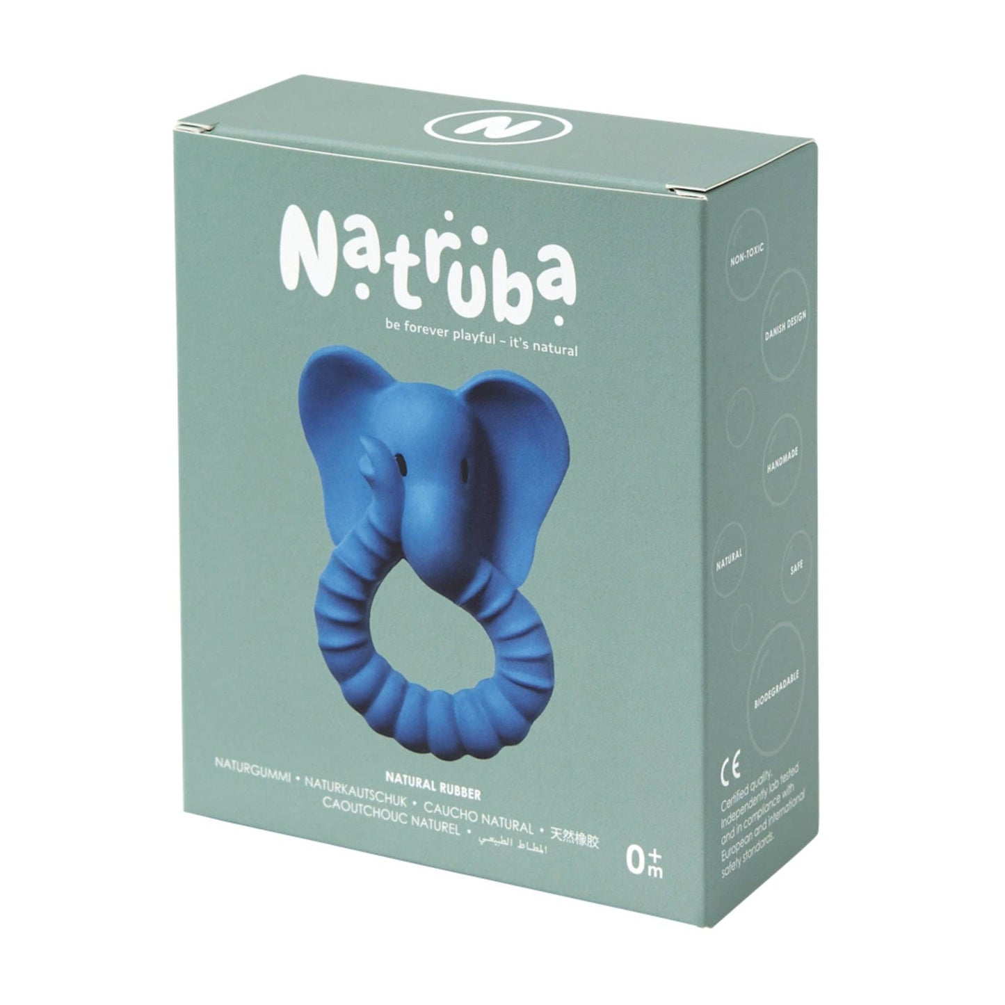 Natural rubber Teether Elephant - Blue