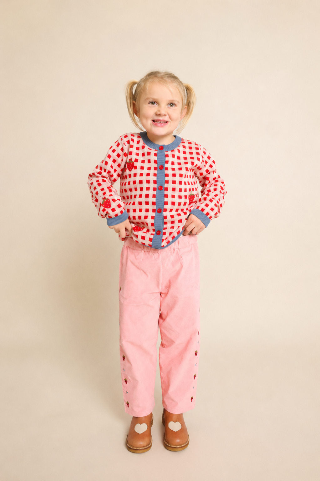 Hollie Cardigan - Berry Red Gingham