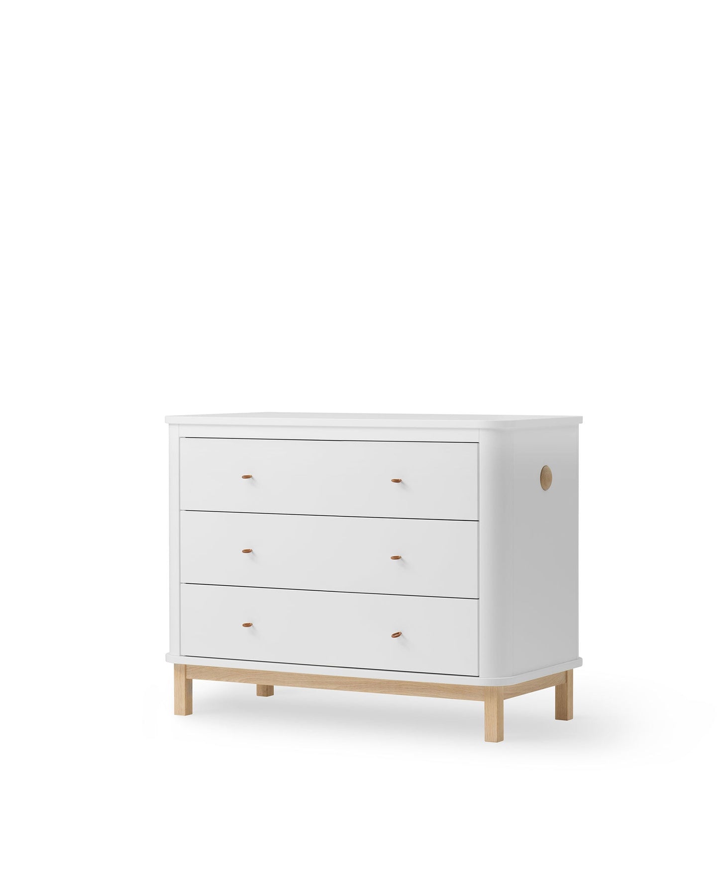 Wood dresser 3 drawers, white/oak