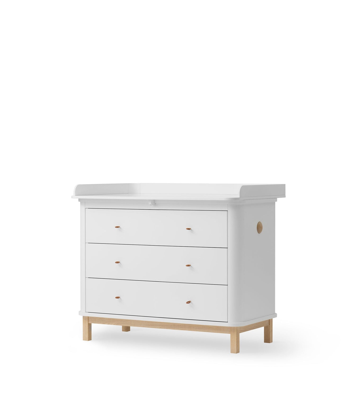 Wood nursery dresser 3 drawers, white/oak