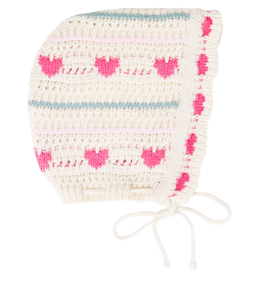 Baby Josie crochet cotton and wool bonnet