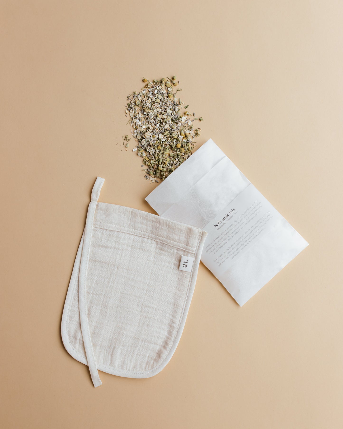 washcloth with bath soak mix