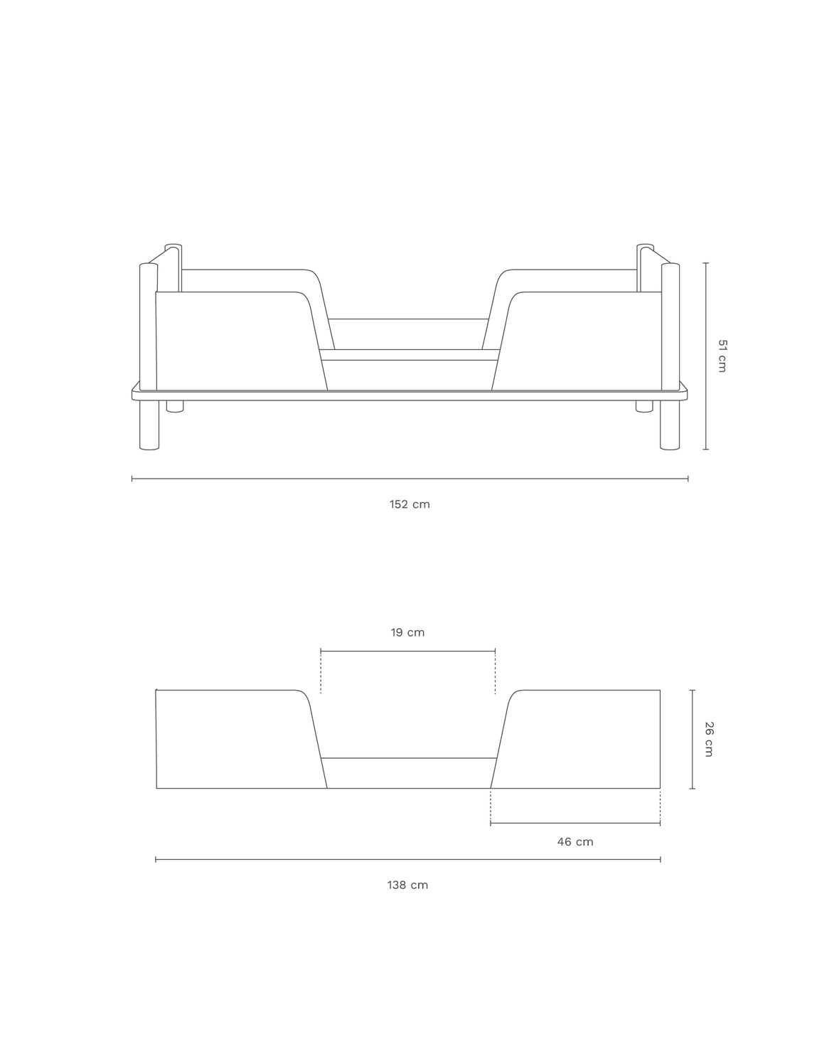 Latitude safety bed barrier in solid oak