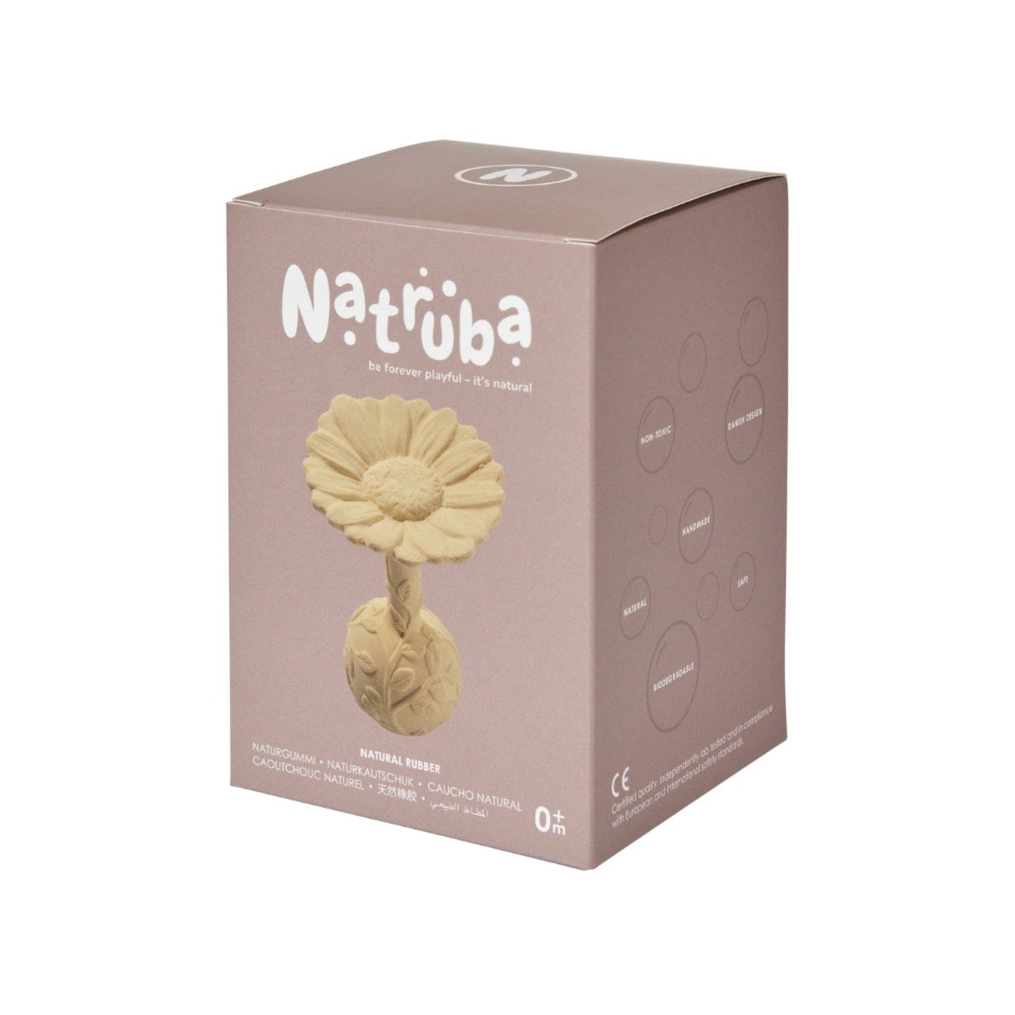 Natural rubber Rattle Daisy - Yellow