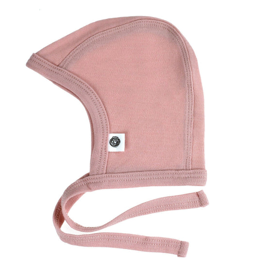 Baby wool bow hat — Merino Wool — Misty Rose