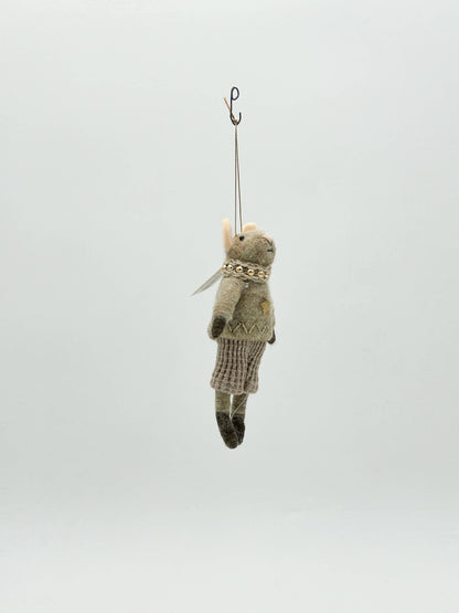 Felt Figurine Christmas Decoration - Mr Mousse Grey