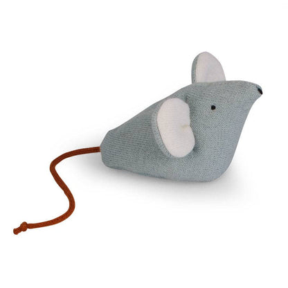 Baby Sensory Toy - Playing Mouse - Blue - Organic Cotton