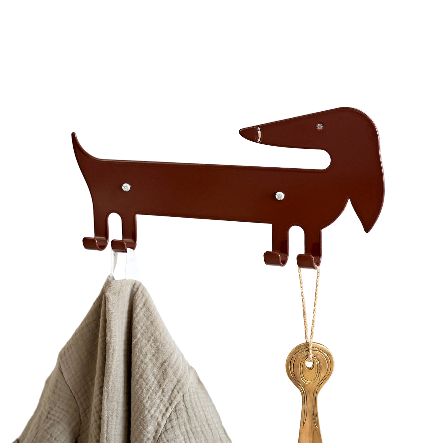 Kids Wall Hook Dachshund Brown
