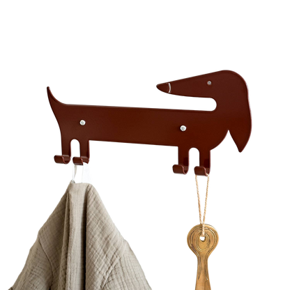 Kids Wall Hook Dachshund Brown