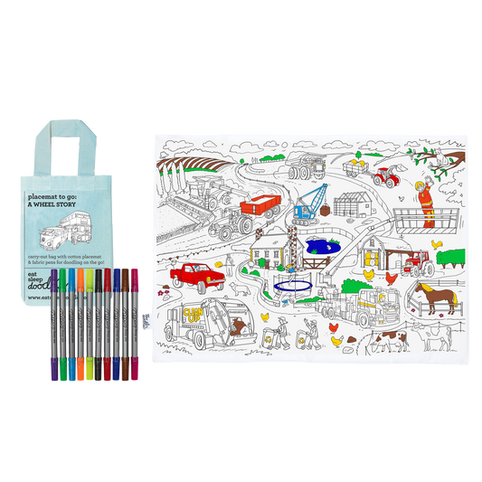 Working Wheels Placemat to Go - Colouring Craft Kit