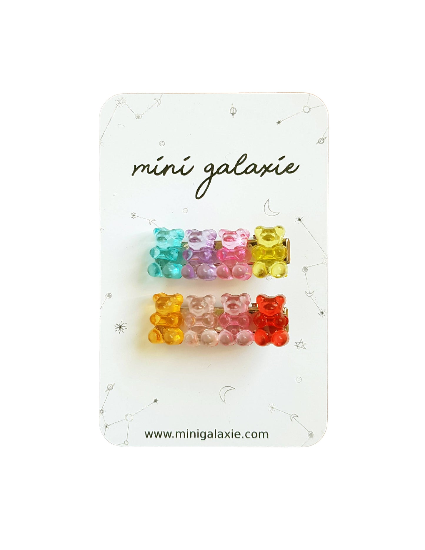 Set of two multicolored marshmallow candy bear hair clips 🌈