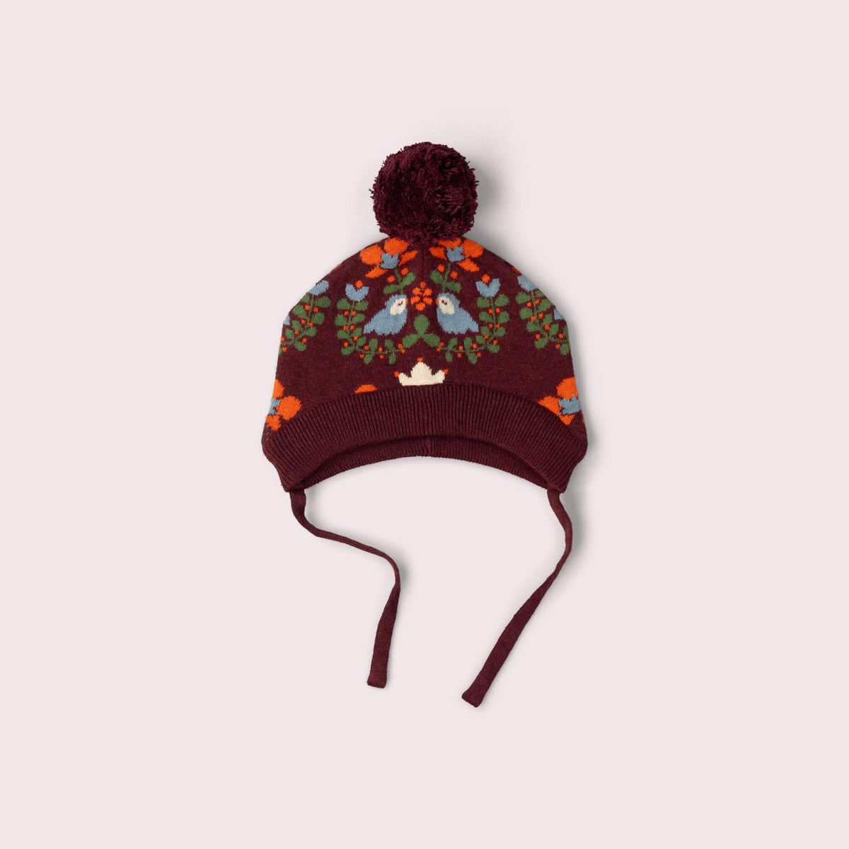 Folk Birds Knitted Bobble Hat