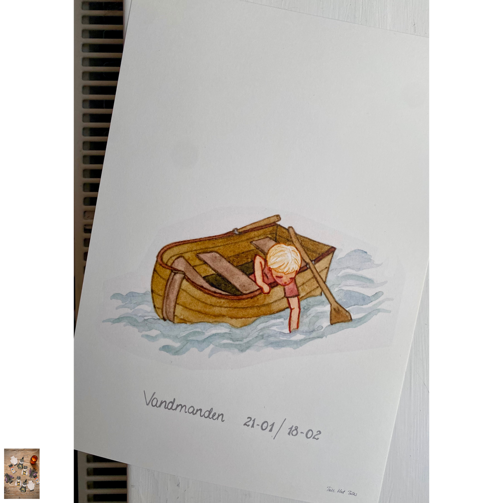 Jolle med dreng A4 plakat