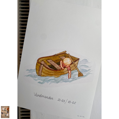 Jolle med dreng A4 plakat