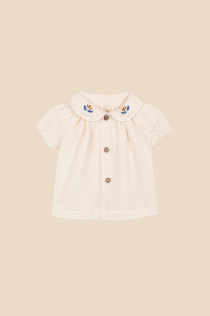 Blusón crudo bordado recién nacido