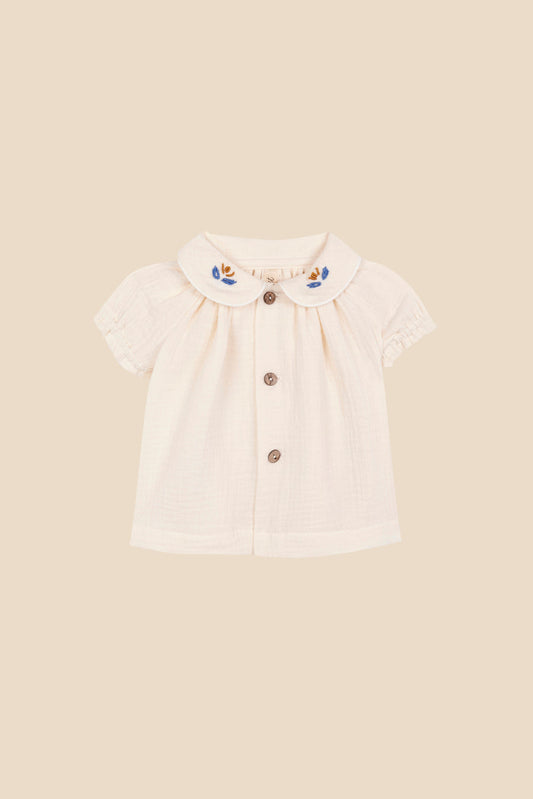 Blusón crudo bordado recién nacido