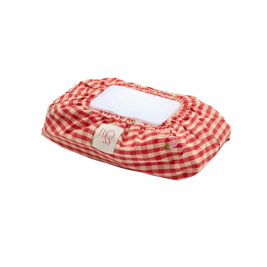 Molly Pineberry Wet Wipe Cover - Red-pink Berry Gingham
