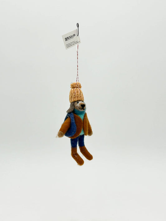 Felt Figurine Christmas Dog Traveller Ornament