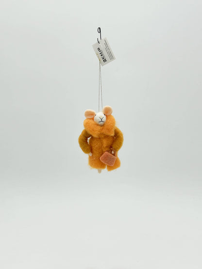 Felt Christmas Mrs Mousse Ornament in Brown Coat