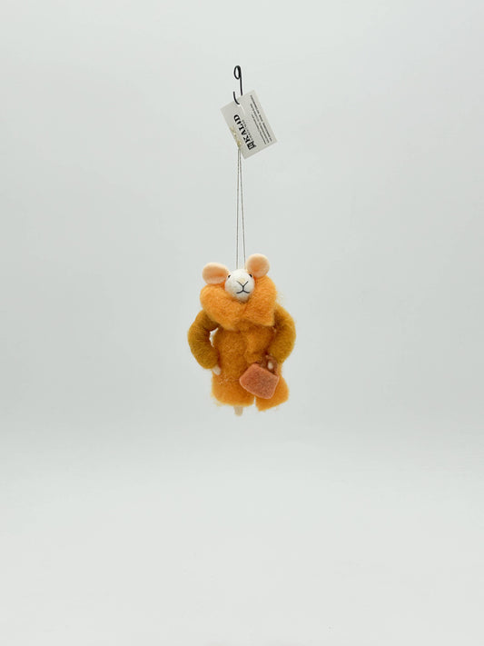 Felt Christmas Mrs Mousse Ornament in Brown Coat