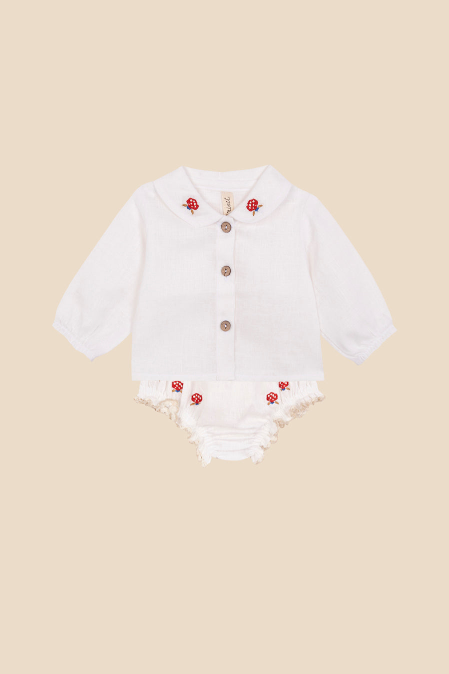 Set camisa lino bordada recién nacido