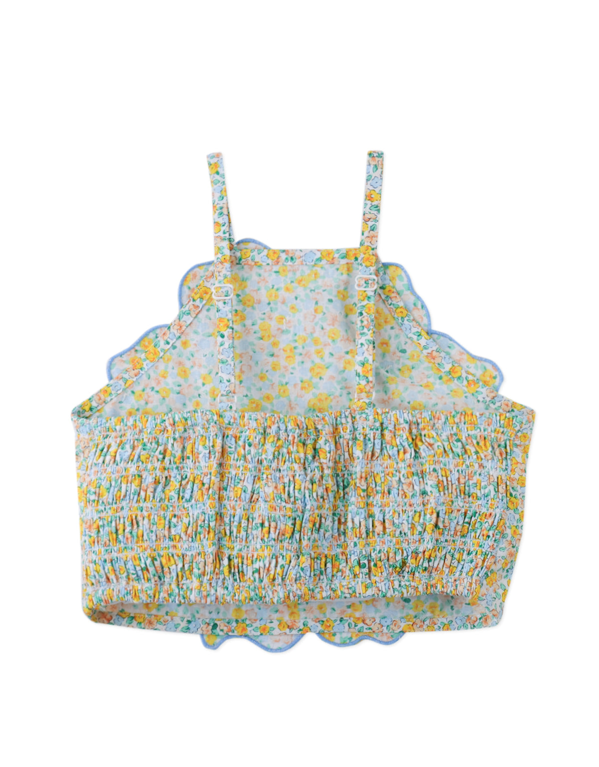 Eloise Halter Top with Large Flower Appliqué & Contrast Stitching