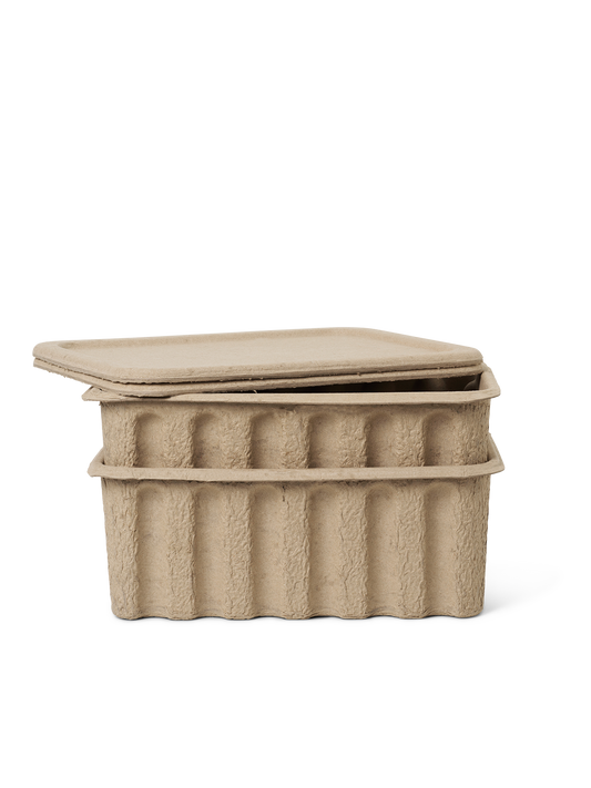 Paper Pulp Box - Set of 2 - Brown