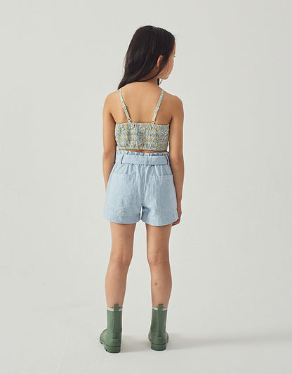 Eloise Halter Top with Large Flower Appliqué & Contrast Stitching