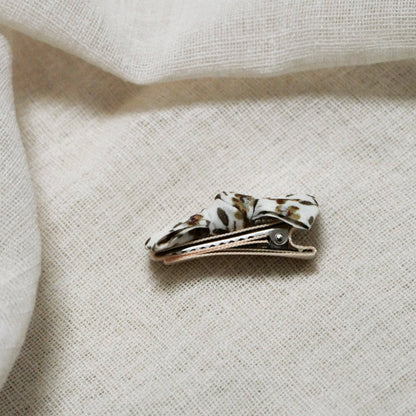 Set vichy-taupe-flowers-plain beige hair clips