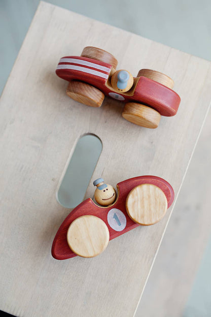Handmade Wooden Toy, Red Race Car Toy