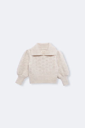 Biri ivory v-neck knit sweater baby