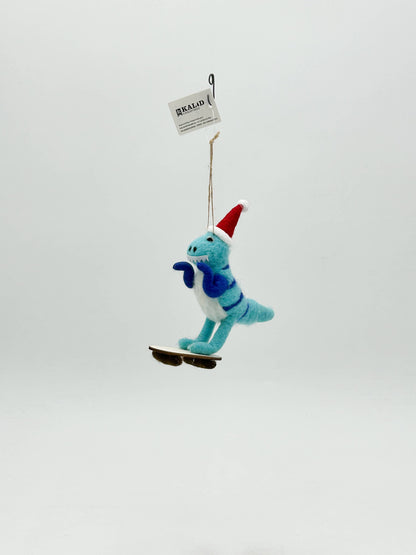 Felt Figurine Christmas Dinosaur Skateboard Decoration