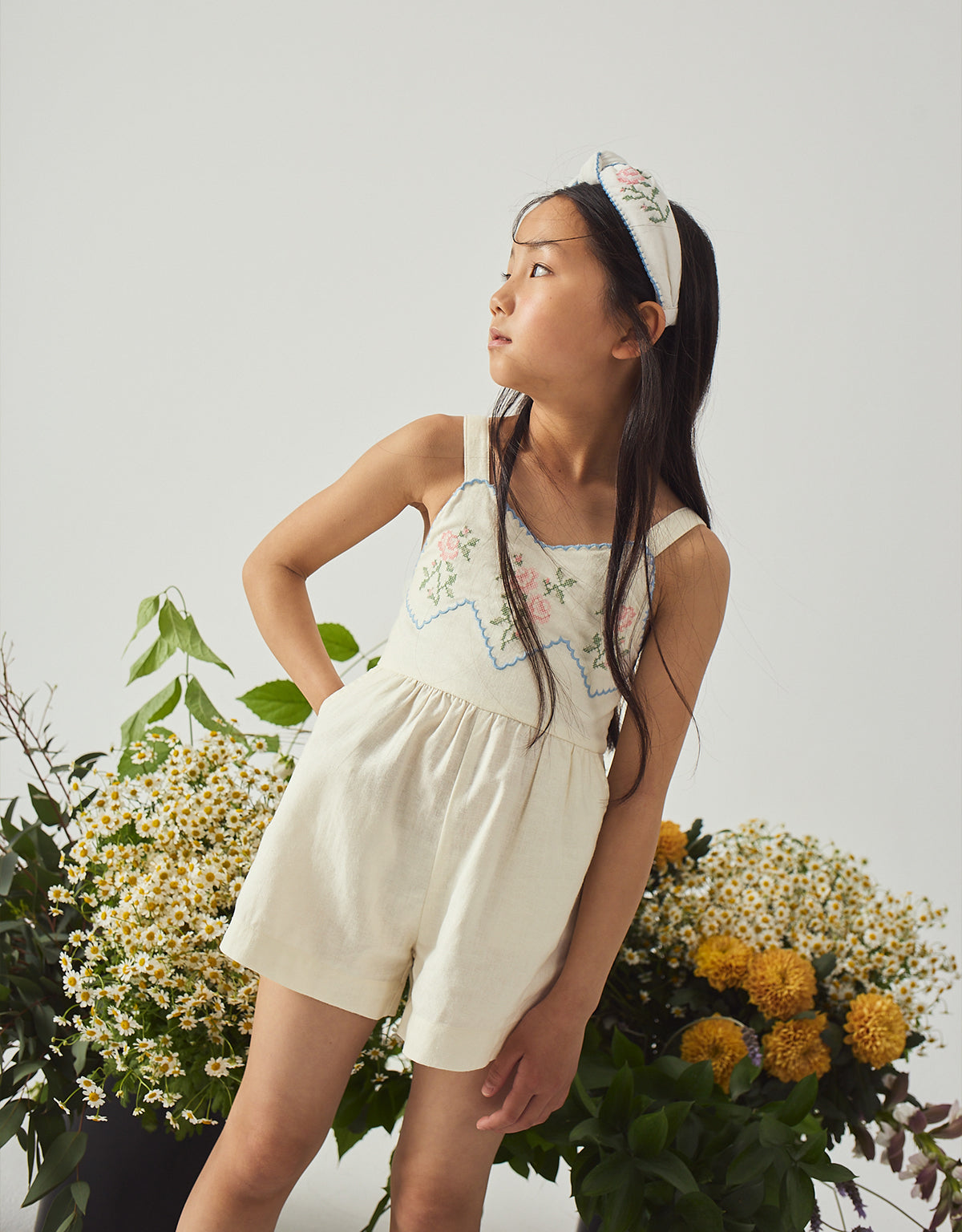 Jill Playsuit with Embroidered Bib Museum of Mini Jill Playsuit with Embroidered Bib Museum of Mini