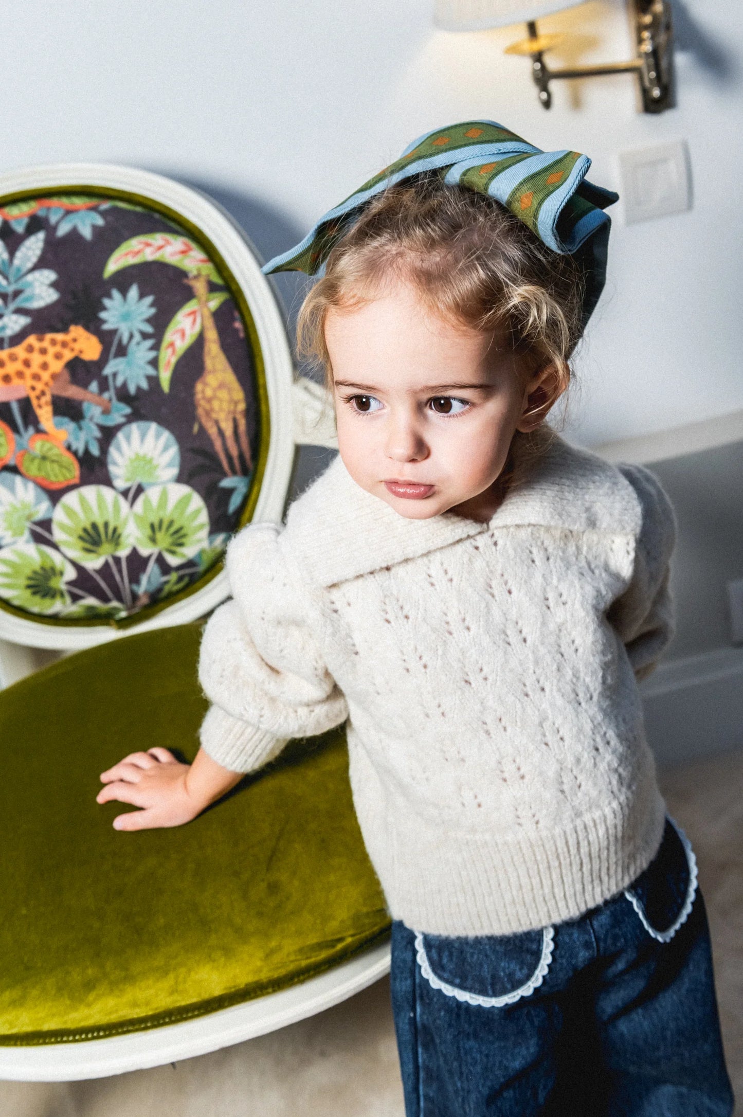 Biri ivory v-neck knit sweater baby