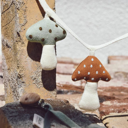 Pram Chain - Mushrooms - Organic Cotton - Easy Clip On