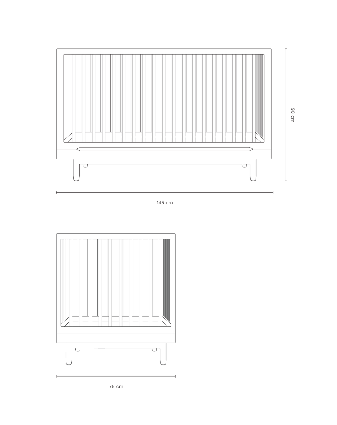 Pure oak wood evolving crib + evolving junior kit