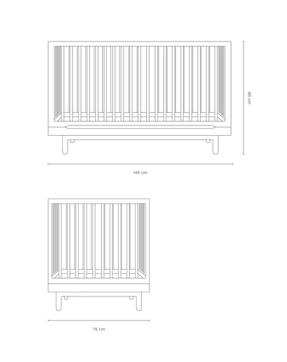 Pure oak wood evolving crib + evolving junior kit