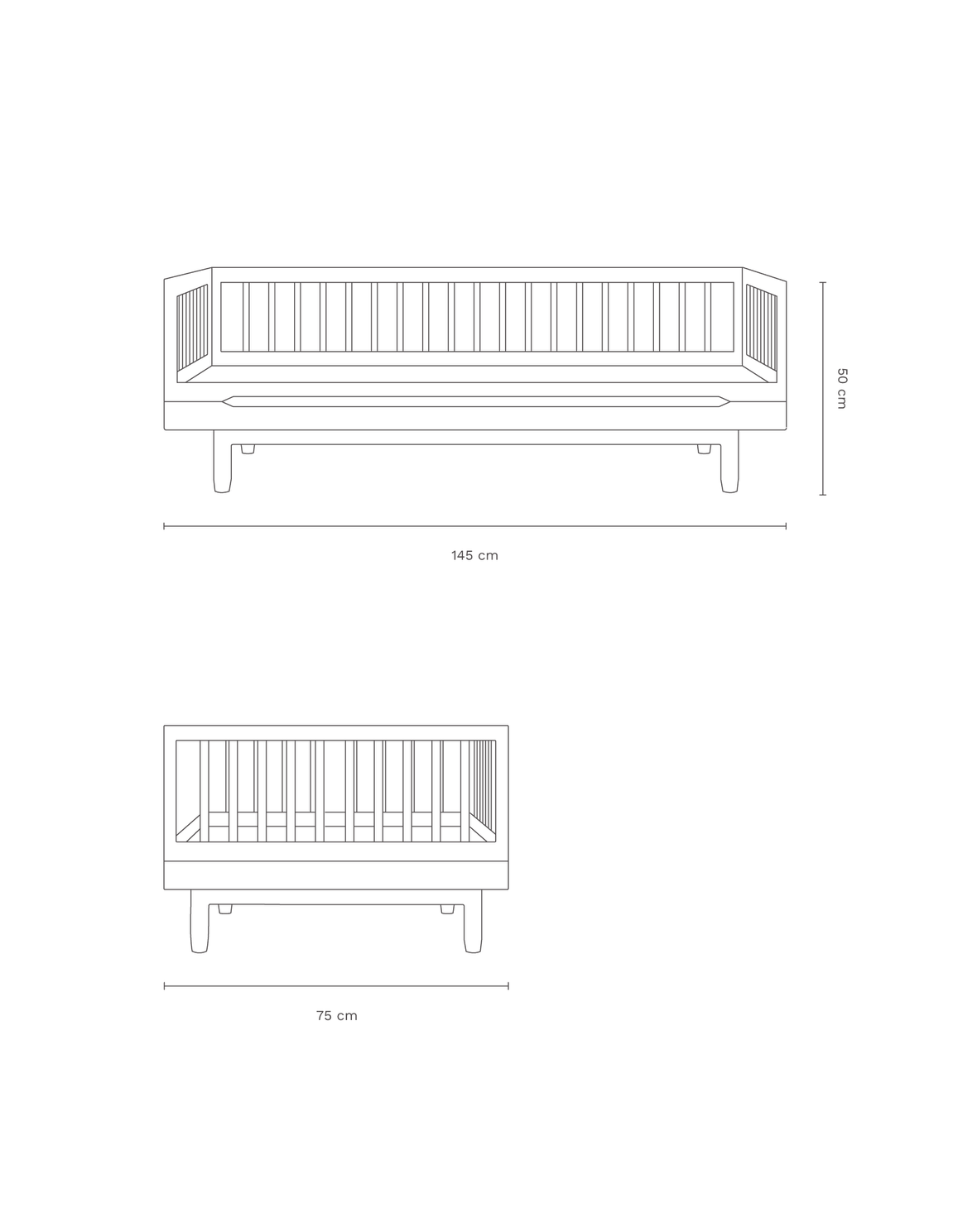 Pure oak wood junior bed