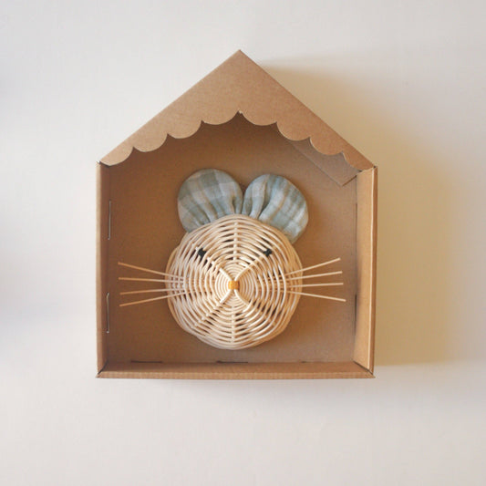 Sage green checkered mouse trophy