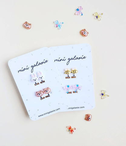 Clip-on earrings for children - bee and dragonfly