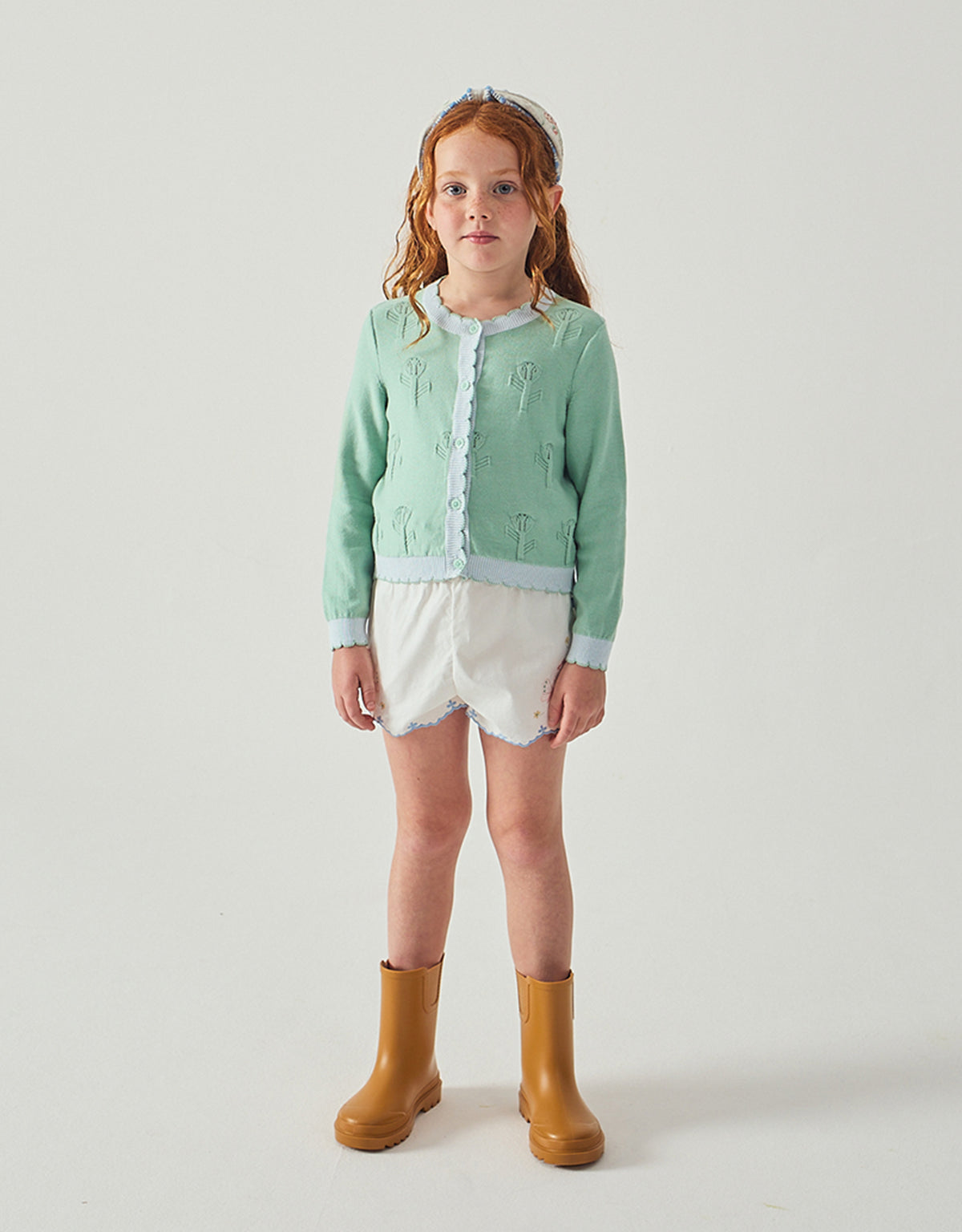 Jisoo Shorts with Butterfly Embroidery & Scalloped Edges