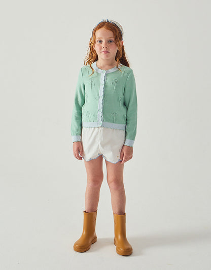 Jisoo Shorts with Butterfly Embroidery & Scalloped Edges