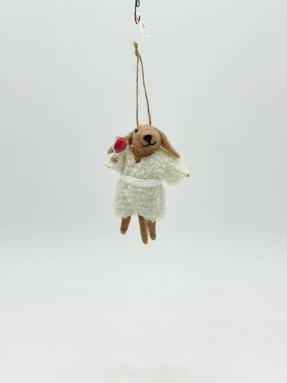 Felt Dog Bath Wine Christmas Tree Decoration