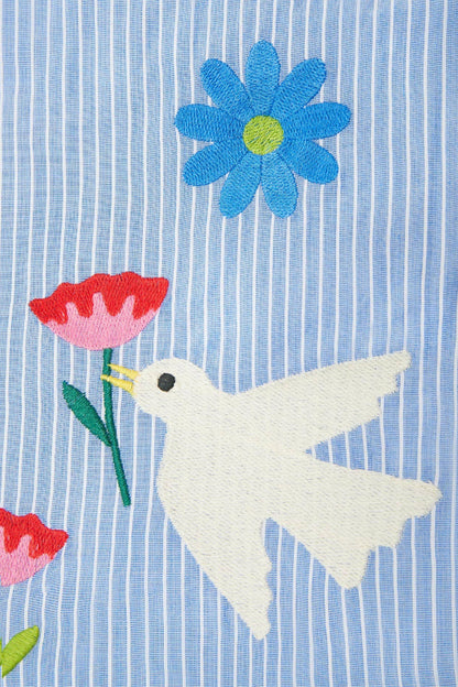 Sleeping Bag 6-18 Months - Multicolored Embroidered Cotton Birds